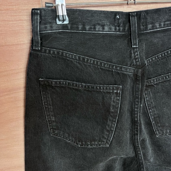 AGOLDE women's button fly jeans 24 bootcut raw hem distressed denim black cotton - Picture 4 of 8